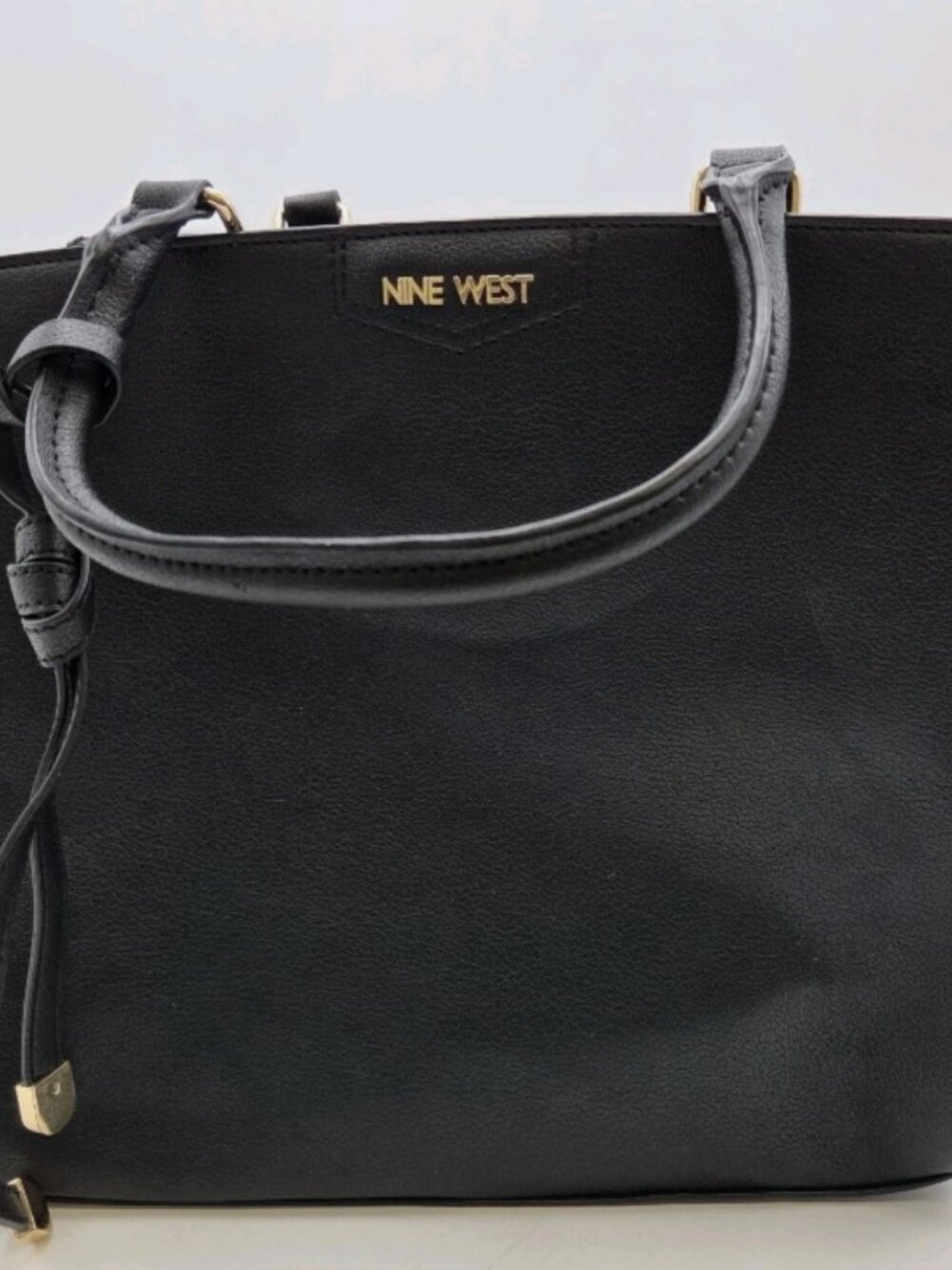Nine West Black Faux Leather Tote Medium Double Strap